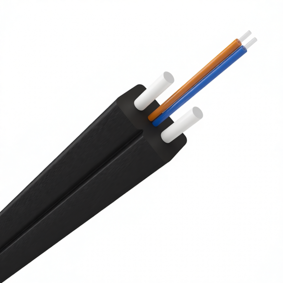 Кабель оптический FTTH, 4 волокна, 2 FRP, LSZH, черный