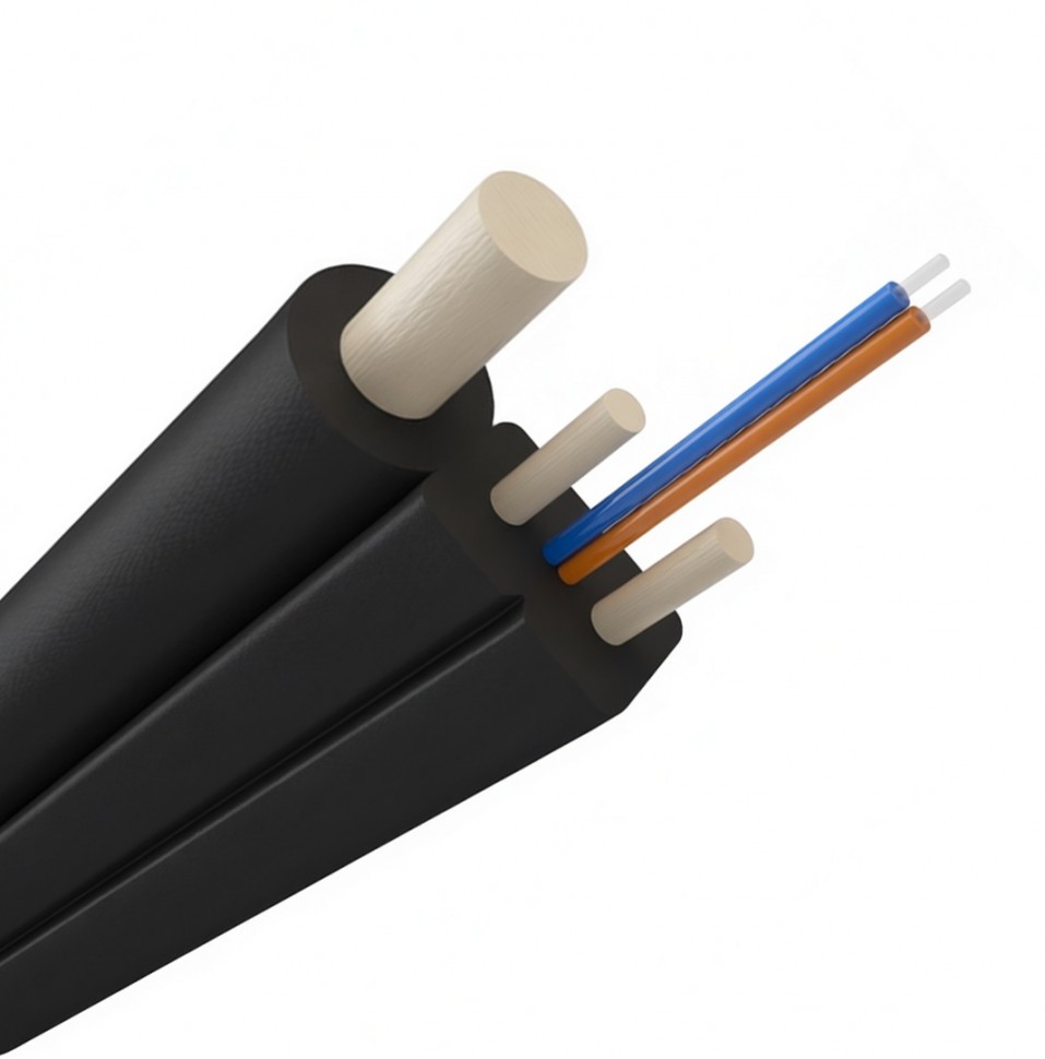Кабель оптический FTTH, 4 волокна, 2 FRP с ВСЭ FRP, LSZH, черный